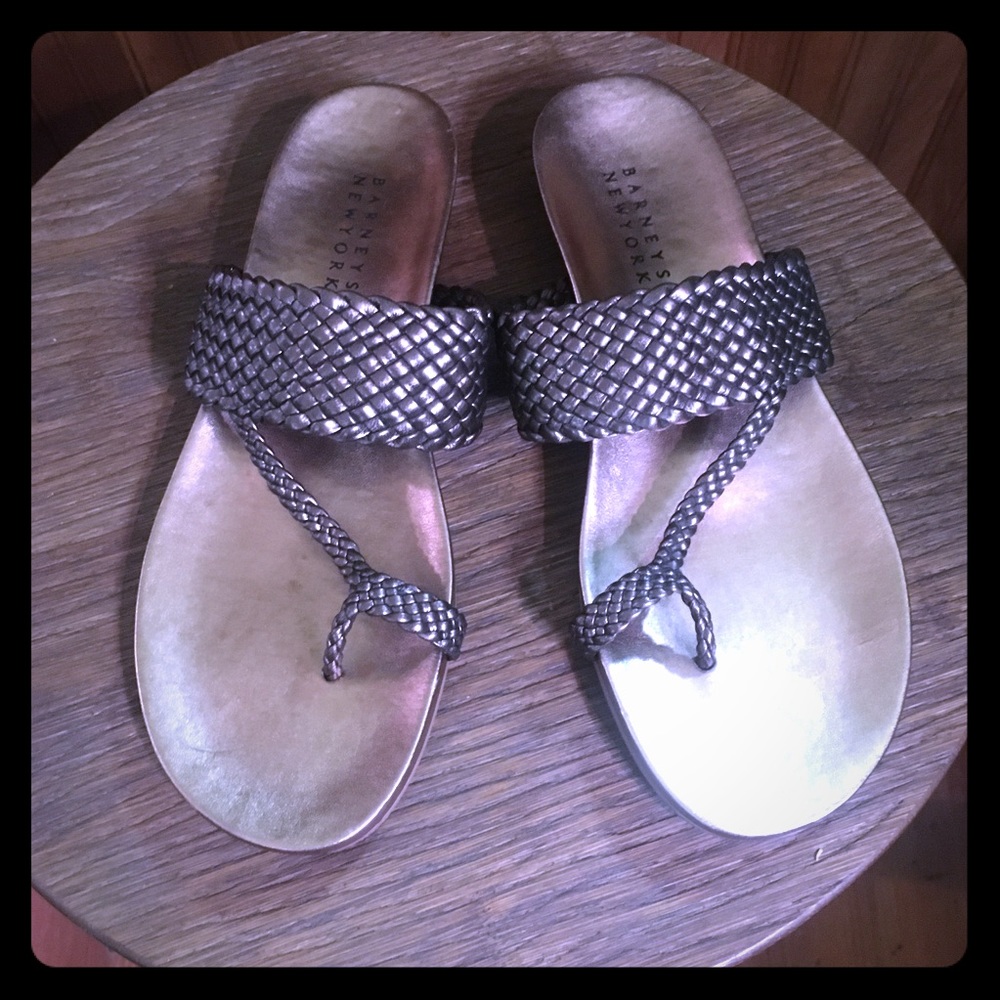 Barney’s New York Bronze Woven Sandals